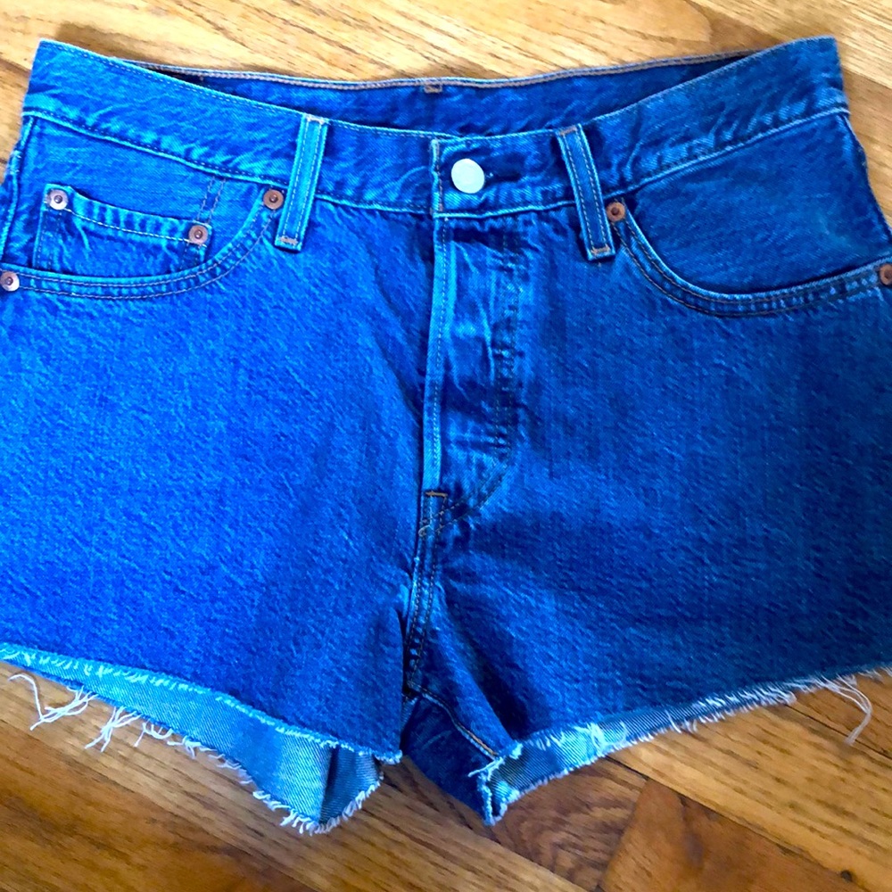 Levi’s blue denim shorts, button fly, 28 waist